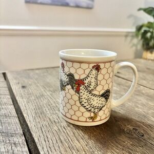 Vintage Takahashi Japan Chicken Wire Hen Coffee Tea Mug Farm San Francisco 8 Oz